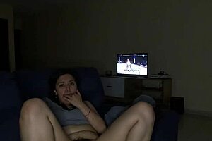 Horny Mexicana watches UFC and masturbates in homemade video.