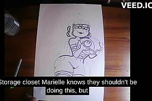 Detailed Cartoon Depiction of an Audiobook Storage Closet Organization