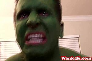 This superhero cosplay babe gets facialized in a wild fourway romp