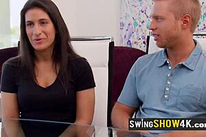 Busty brunette enjoys a swinger party