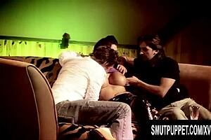 Lusty Tramp Jodi James Fucks And Sucks Two Cocks!