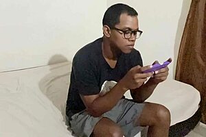 My stepbrother tells me to use his cell phone while he fucks me with his large black cock