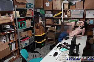 The amateur teen in uniform was caught red-handed doing anal outdoors by the store owner.