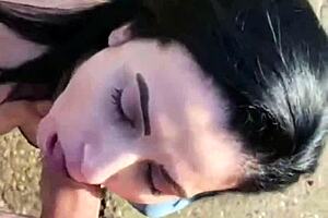 Latina Woman Performs Oral on the Side of the Road