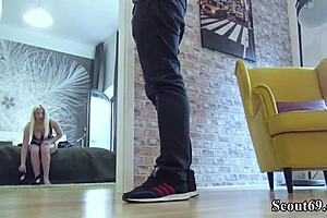 Blonde teen Angela Vital gives an interview but also turns this into a facial POV encounter
