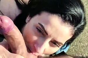 Latina Woman Performs Oral on the Side of the Road