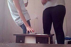 After playing cards, girls offer oral sex in a hot lesbian scene
