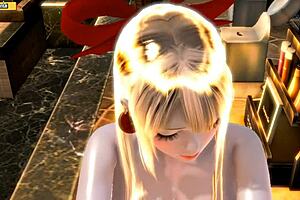 in this hentai 3d, an asian babe rides a blonde goddess in cowgirl, getting anal and creampie