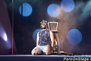 Crazy fetish show on stage with big tits 😈