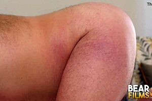 blindfolded gay bear avi strider jerks off solo big cock