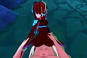 Mipha Rides and Swallows in Zelda Hentai