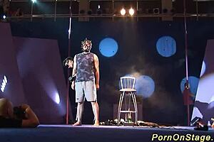 Crazy fetish show on stage with big tits 😈