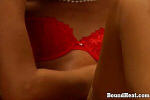 i dominate my lesbian submissive with deep strapon penetration, making her moan and cum in bondage.