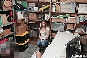 shoplifting blonde teen gives blowjob in store