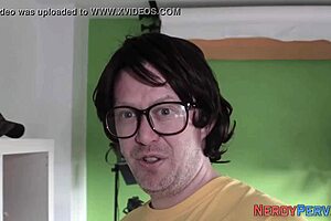 busty british amateur tricked into sucking nerd first time