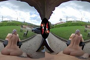 Live Vrlatina experience in Virtual reality with big tits and purple hair