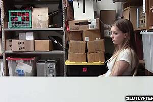 shoplifting blonde teen gives blowjob in store