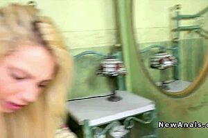 French blonde takes a big cock in her ass from behind. She moans in the pov scene.