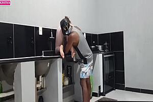 in lingerie, my friend grabs me – we fuck in kitchen?