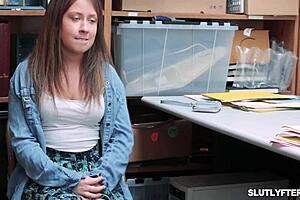 shoplifting blonde teen gives blowjob in store