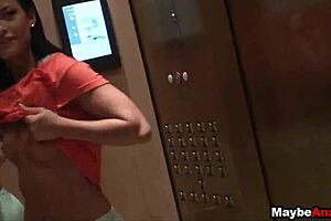 Hot amateur skinny teen 18+ fucked in ass on balcony, asshole stretched by big cock in hardcore anal sex.