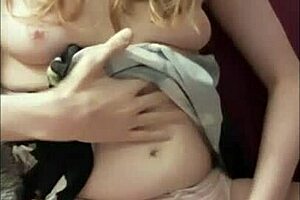 this cute awkward tranny strokes her thick hard cock.