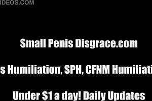 Femdom humiliation: Sph’s small cock is finally revealed