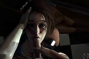 jill valentine endures face fucking blowjob cum facial in resident evil parody