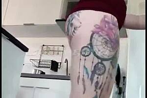 Albina shows big tits and ass in stuffed shorts. What hardcore action is she planning?