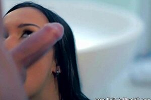 Experienced milf provides oral blowjob and handjob in clothed female naked male scenario, culminating in facial cumshot captured in high definition