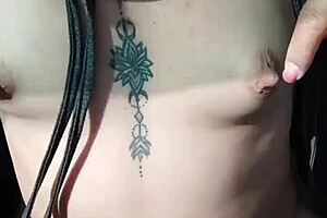 Latina flashing in moving car