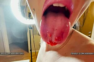 Porn actor Ray Ray violates a toy with penetration, blowjob, vaginal sex, and giving a footjob all while displaying her body’s accessories