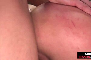 bound submissive anally fucked in lingerie