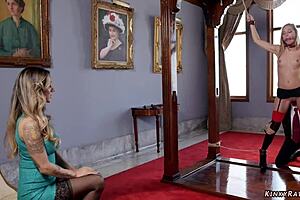 Married couple dominates and bangs their bound slave in wild session.