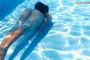 It is a hot pool session of a stunning blond with Estonian glamour model, Ivi Rein