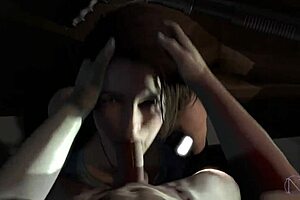jill valentine endures face fucking blowjob cum facial in resident evil parody