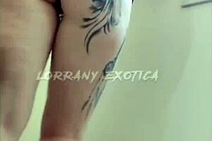 Albina shows big tits and ass in stuffed shorts. What hardcore action is she planning?