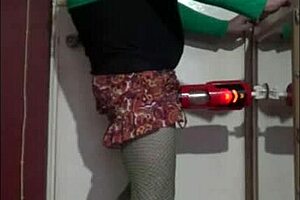 Crossdresser Inserts Machine for Cum