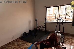 A Latin mature woman is exercising and she has an orgasm