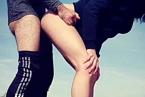 She gives a blowjob then bends over for doggystyle on the road.