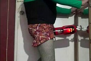 Crossdresser Inserts Machine for Cum