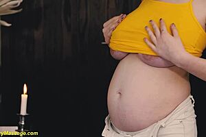 Cute pregnant masseuse gives slippery nuru massage leading to orgasm