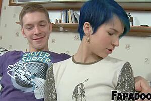 Oh wow, cute step sis gets facial in living room after hardcore anal!