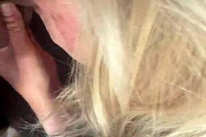 Intriguing custom video where a petite wife gives handjob and blowjob leading to cumshot in jersey for her follower