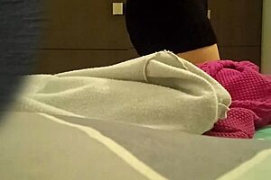 Hey, spying on my cute neighbor's pussy hairs peeking out