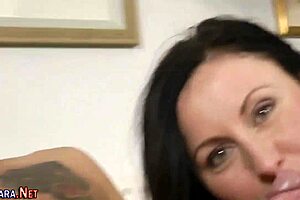 Heeled mature hottie jerks cock in stockings