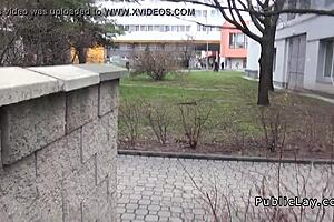 Gabi carlos, that blonde hottie, is giving it good to three big dicks while the cuckold just watches