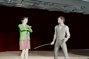 Animated spanking series scene with bdsm whipping humiliation