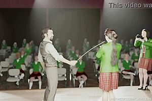 Animated spanking series scene with bdsm whipping humiliation