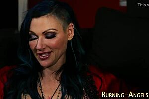 busty goth witch moaning during rimjob and masturbation